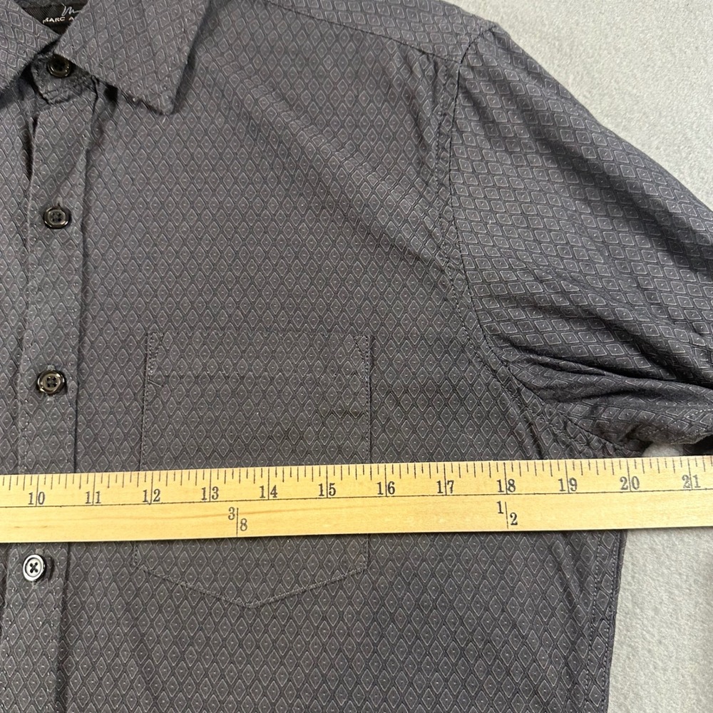 Marc Anthony Mens Slim Fit Button Down Shirt Gray Geometric Diamond Print Small - Picture 3 of 6